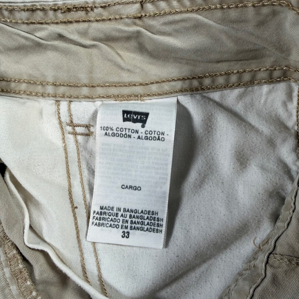 Levi's Cargo Short Men 33(FITS 34x10) Khaki Cotton Utility Pocket Shorts READ - Picture 5 of 10